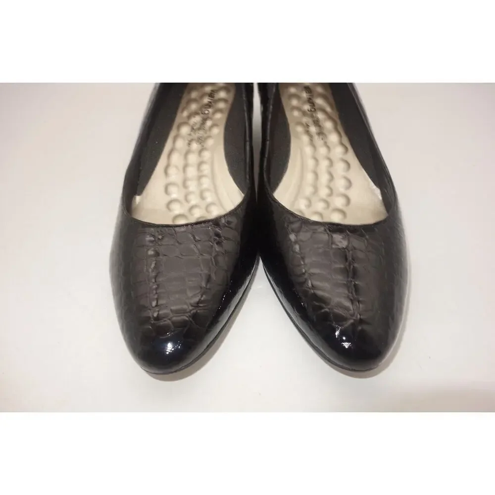 NEW Walking Cradles Heidi Pumps Shoes Black Small Patent Gator Women's 10.5